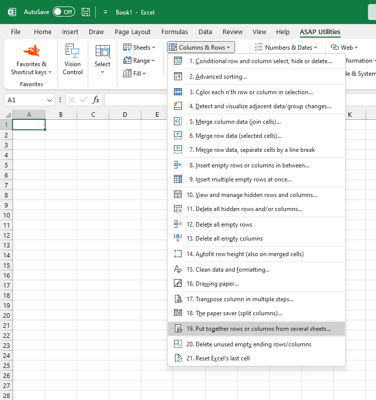 Columns & Rows  ›  19 Put together rows or columns from several sheets...