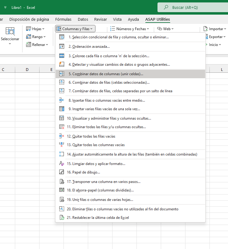 Columnas y Filas  ›  5 Combinar datos de columnas (unir celdas)...