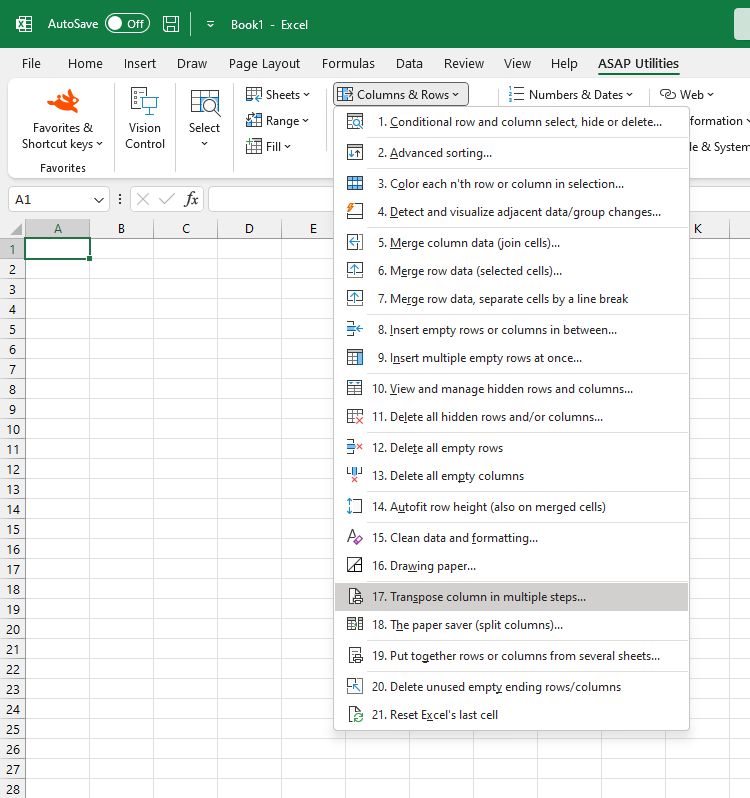 Columns & Rows  ›  17 Transpose column in multiple steps...