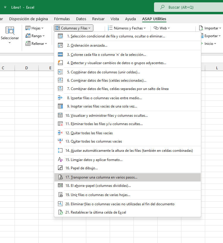 Columnas y Filas  ›  17 Transponer una columna en varios pasos...
