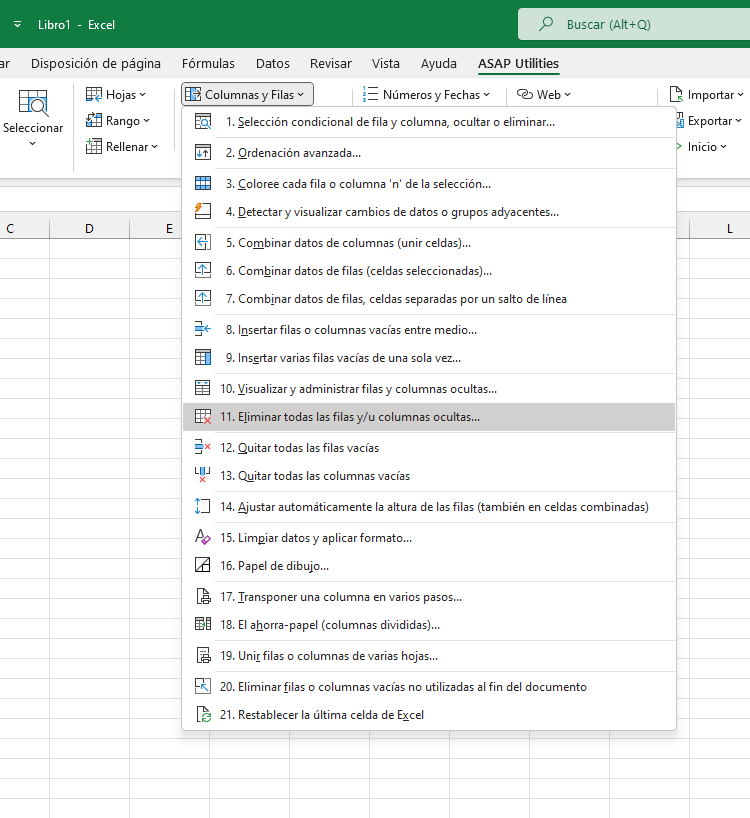 Columnas y Filas  ›  11 Eliminar todas las filas y/u columnas ocultas...