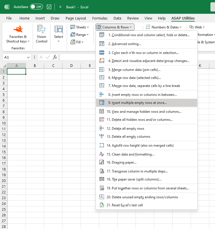 Columns & Rows  ›  9 Insert multiple empty rows at once...