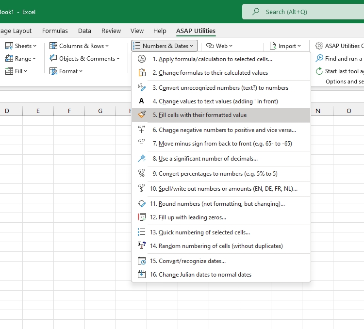 Numbers & Dates  ›  5 Fill cells with their formatted value