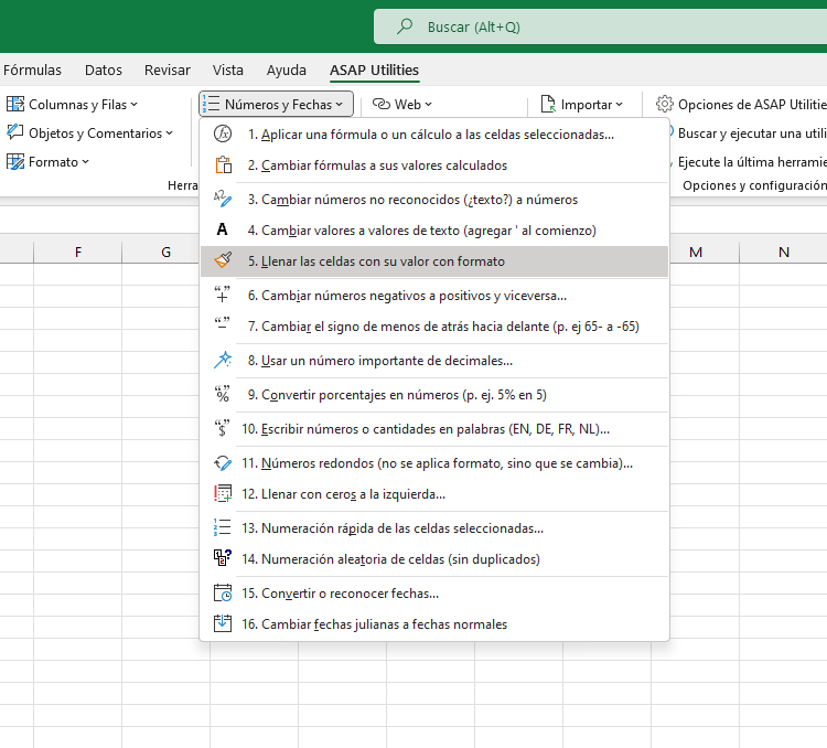 Números y Fechas  ›  5 Llenar las celdas con su valor con formato