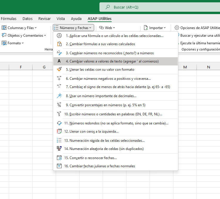 Números y Fechas  ›  4 Cambiar valores a valores de texto (agregar ' al comienzo)