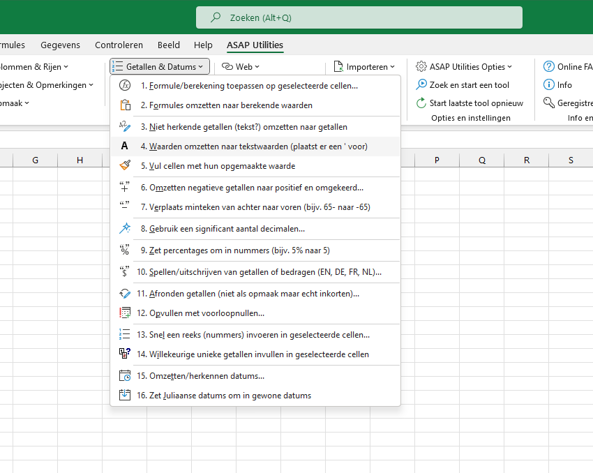 Getallen & Datums  ›  4 Waarden omzetten naar tekstwaarden (plaatst er een ' voor)