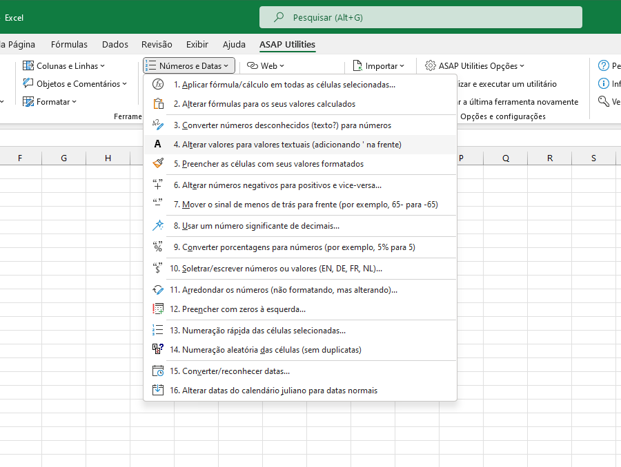 Números e Datas  ›  4 Alterar valores para valores textuais (adicionando ' na frente)