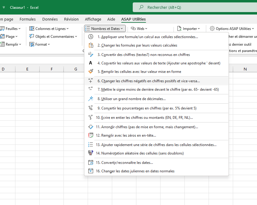 Nombres et Dates  ›  6 Changer les chiffres négatifs en chiffres positifs et vice-versa...