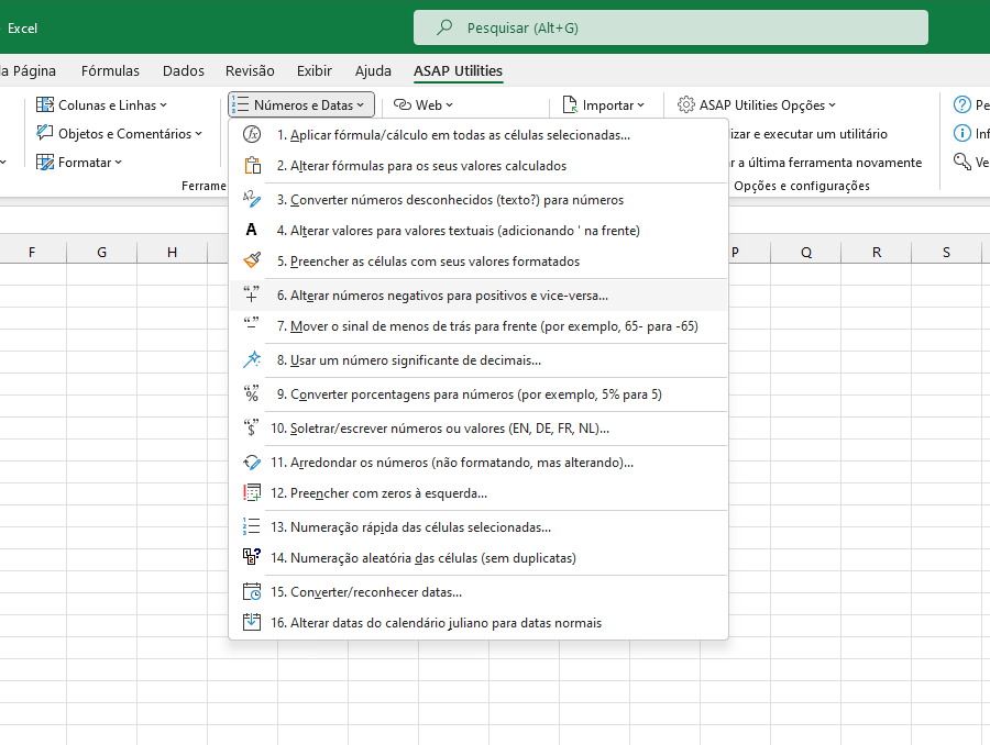 Números e Datas  ›  6 Alterar números negativos para positivos e vice-versa...