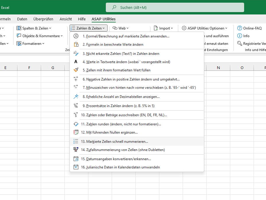 Zahlen & Zeiten  ›  13 Markierte Zellen schnell nummerieren...
