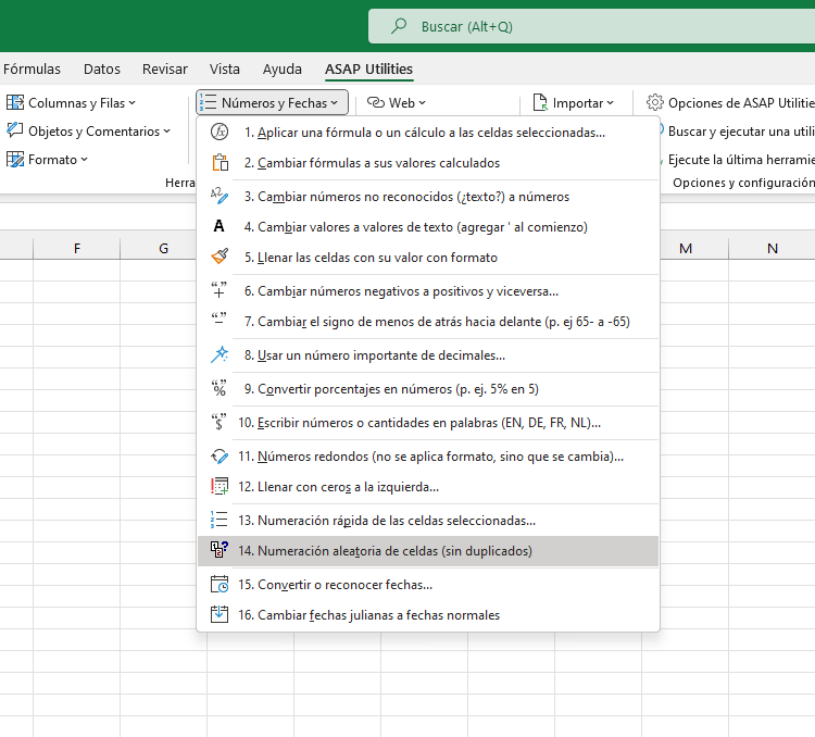Números y Fechas  ›  14 Numeración aleatoria de celdas (sin duplicados)