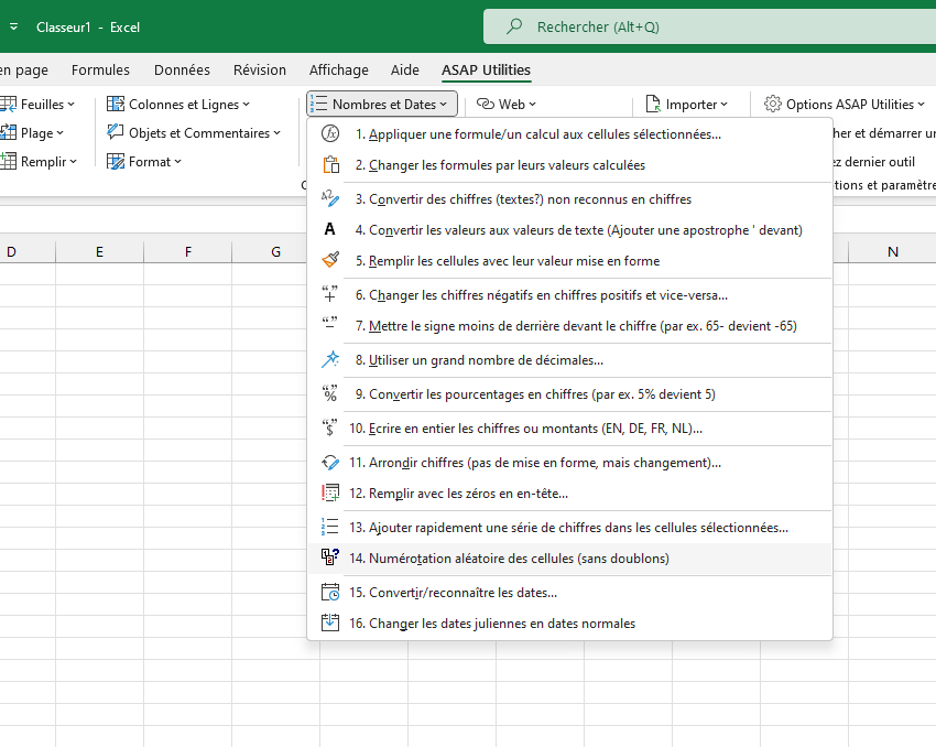 Nombres et Dates  ›  14 Numérotation aléatoire des cellules (sans doublons)