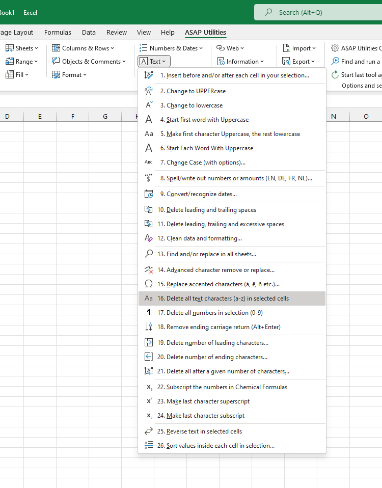 Text  ›  Delete all text characters (a-z) in selected cells