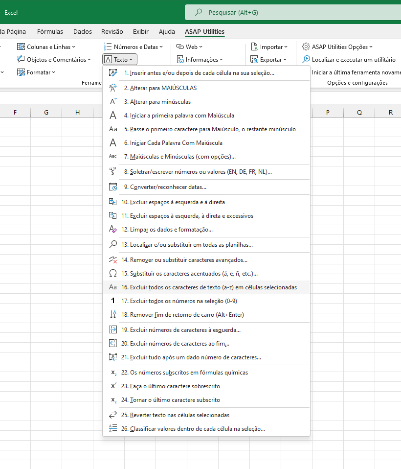 Texto  ›  16 Excluir todos os caracteres de texto (a-z) em células selecionadas