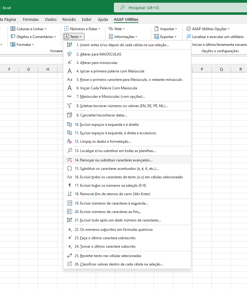 Texto  ›  14 Remover ou substituir caracteres avançados...