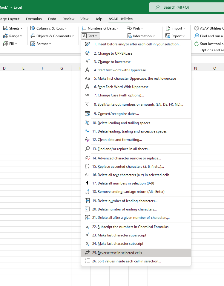 Text  ›  25 Reverse text in selected cells