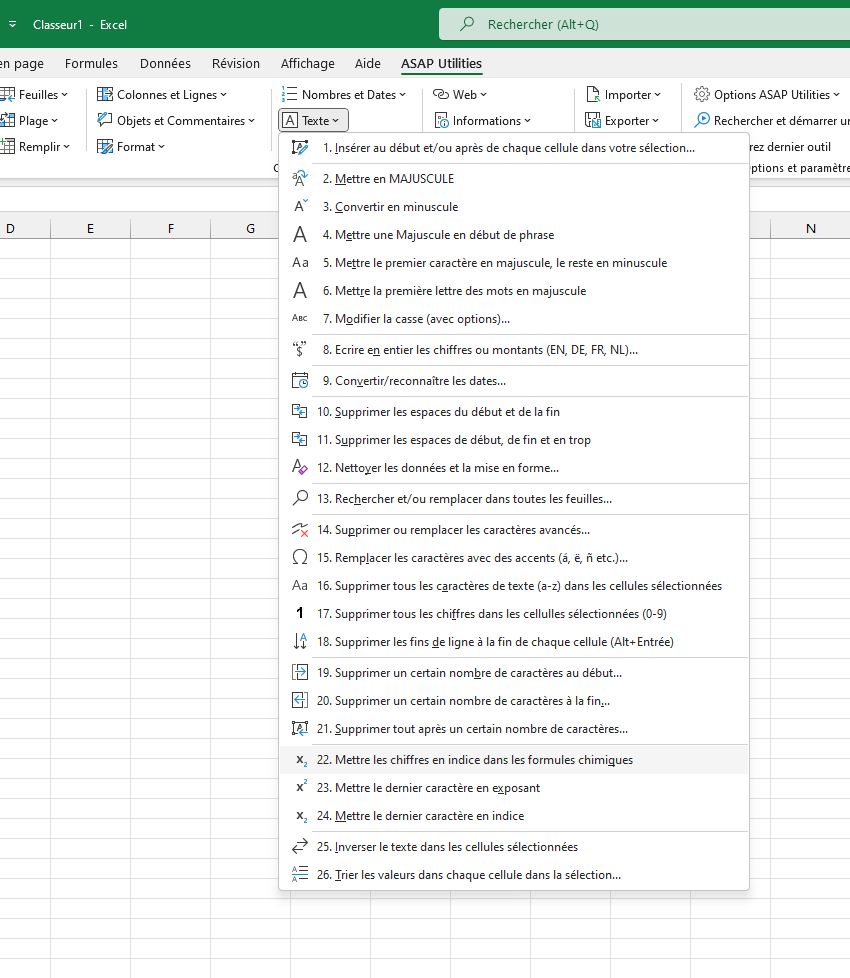 Texte  ›  22 Mettre les chiffres en indice dans les formules chimiques 