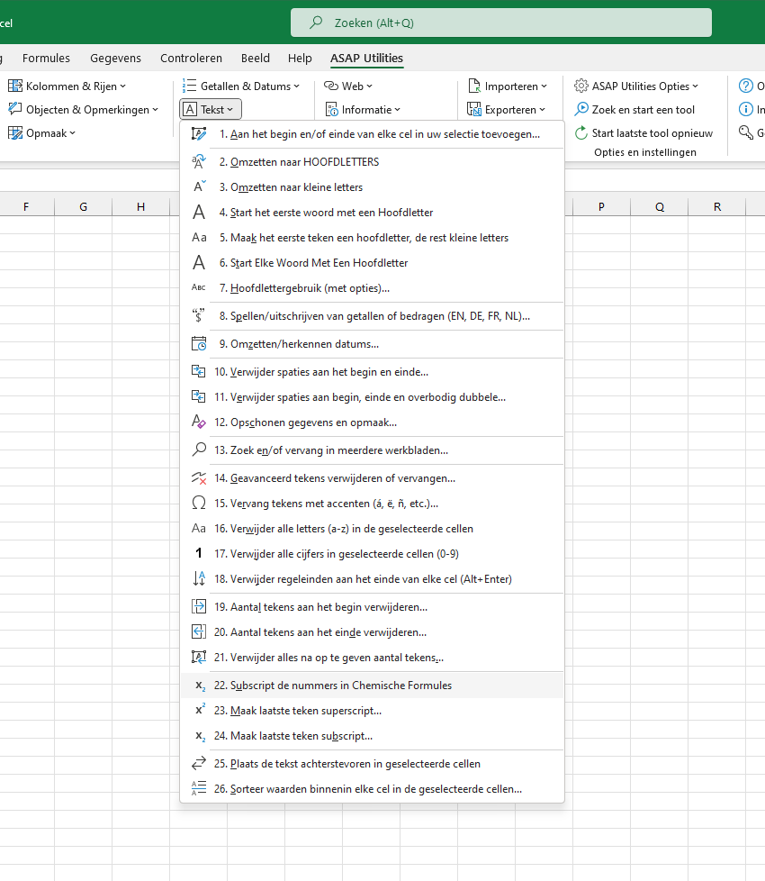 Tekst  ›  22 Subscript de nummers in Chemische Formules