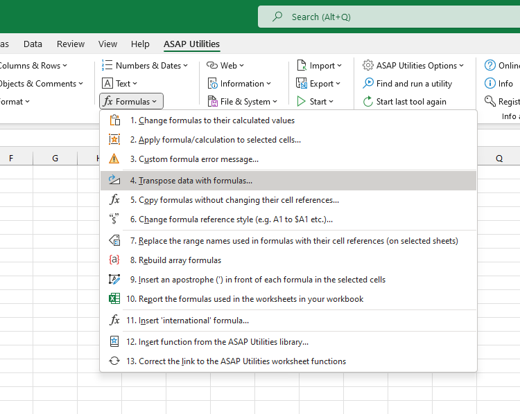 Formulas  ›  4 Transpose data with formulas...