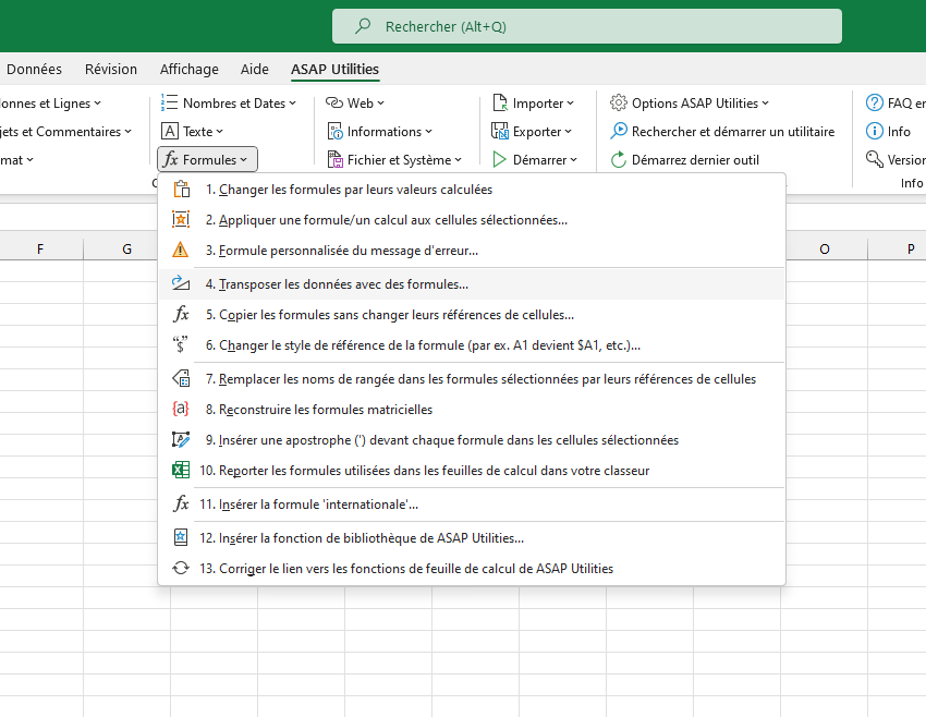 Formules  ›  4 Transposer les données avec des formules...