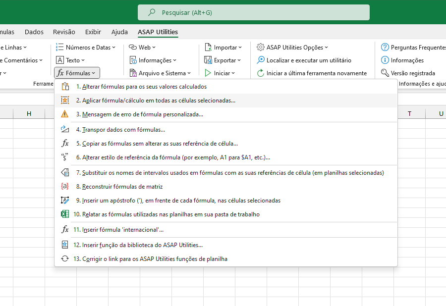 Fórmulas  ›  2 Aplicar fórmula/cálculo em todas as células selecionadas...