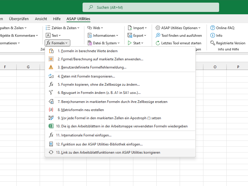 Formeln  ›  13 Link zu den Arbeitsblattfunktionen von ASAP Utilities korrigieren