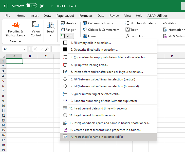 Fill  ›  14 Insert sheet(s) name in selected cell(s)