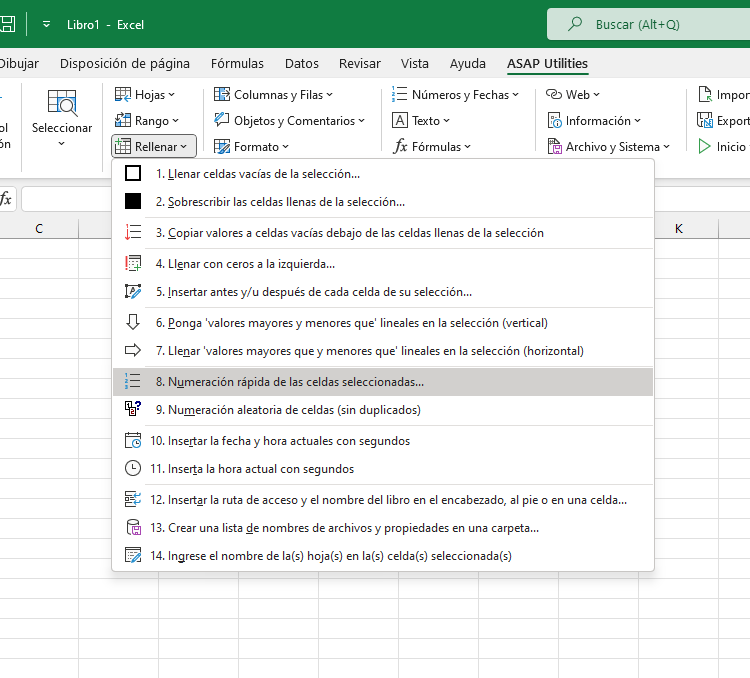 Rellenar  ›  8 Numeración rápida de las celdas seleccionadas...