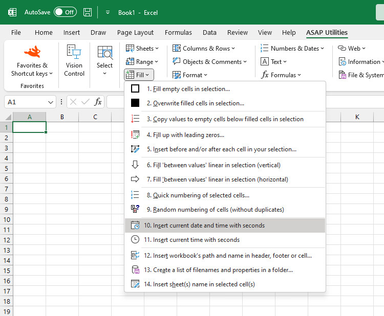 Fill  ›  10 Insert current date and time with seconds