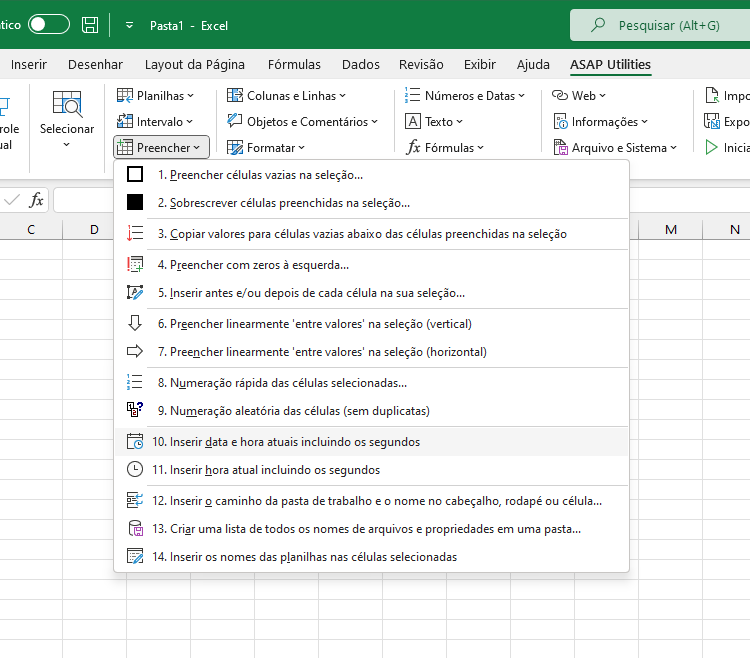 Preencher  ›  10 Inserir data e hora atuais incluindo os segundos