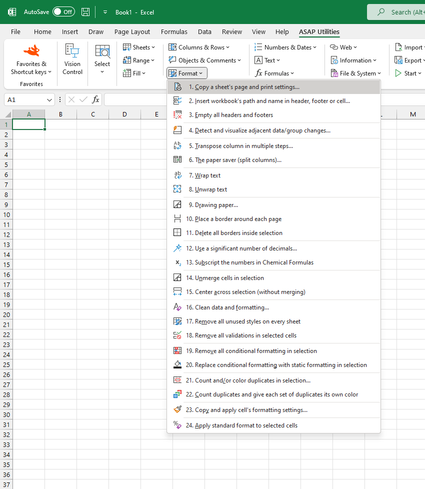 Format  ›  1 Copy a sheet's page and print settings...