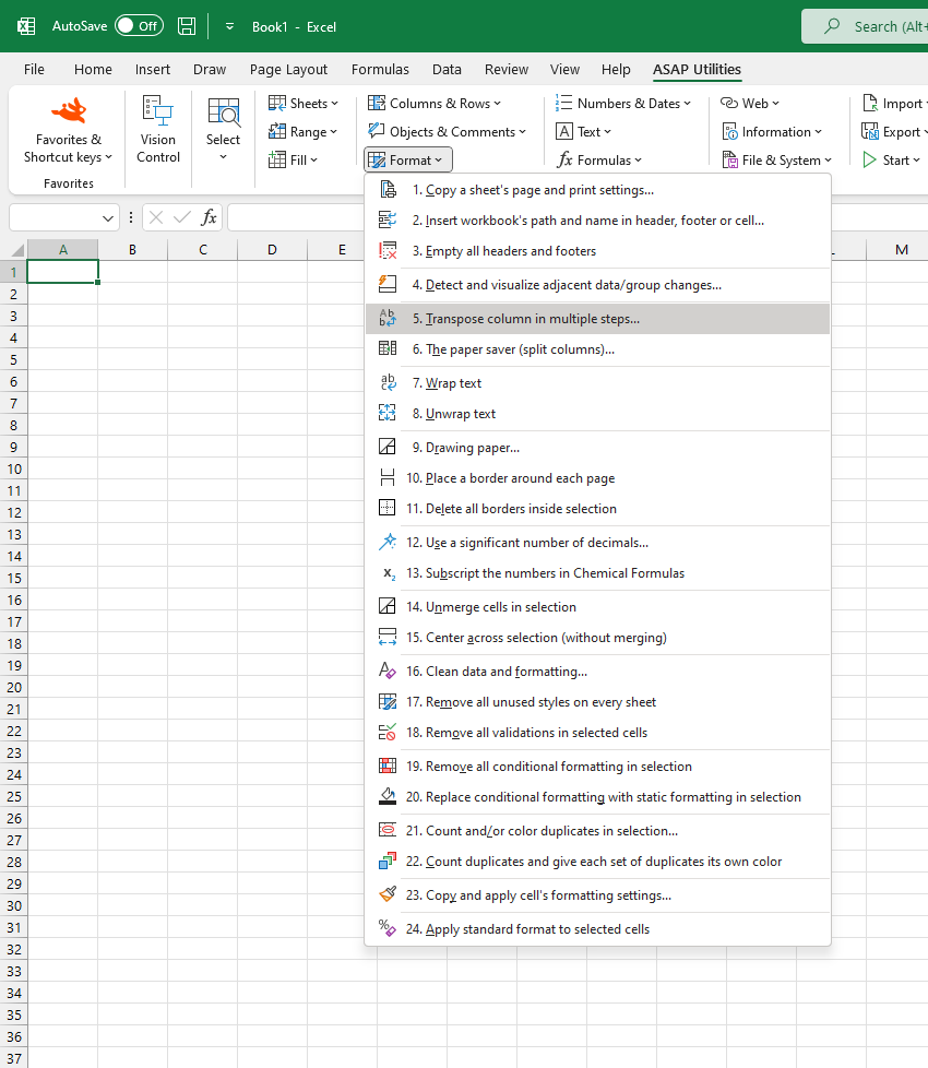 Format  ›  5 Transpose column in multiple steps...