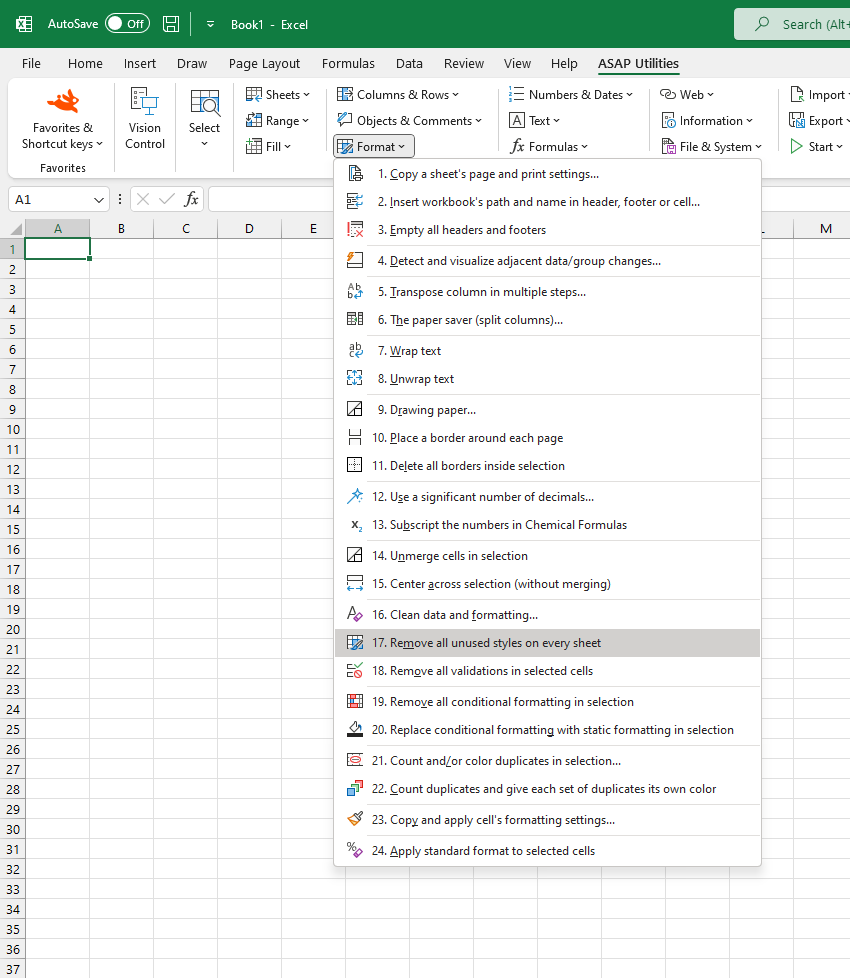 Format  ›  17 Remove all unused styles on every sheet