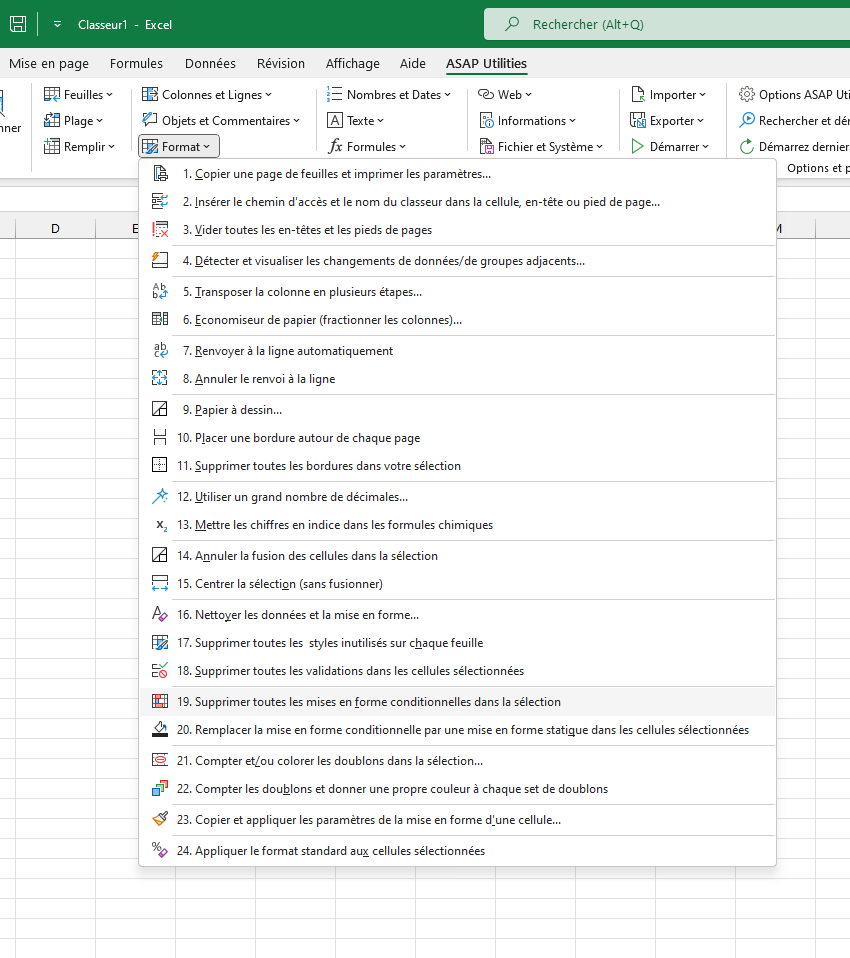 Format  ›  19 Supprimer toutes les mises en forme conditionnelles dans la sélection