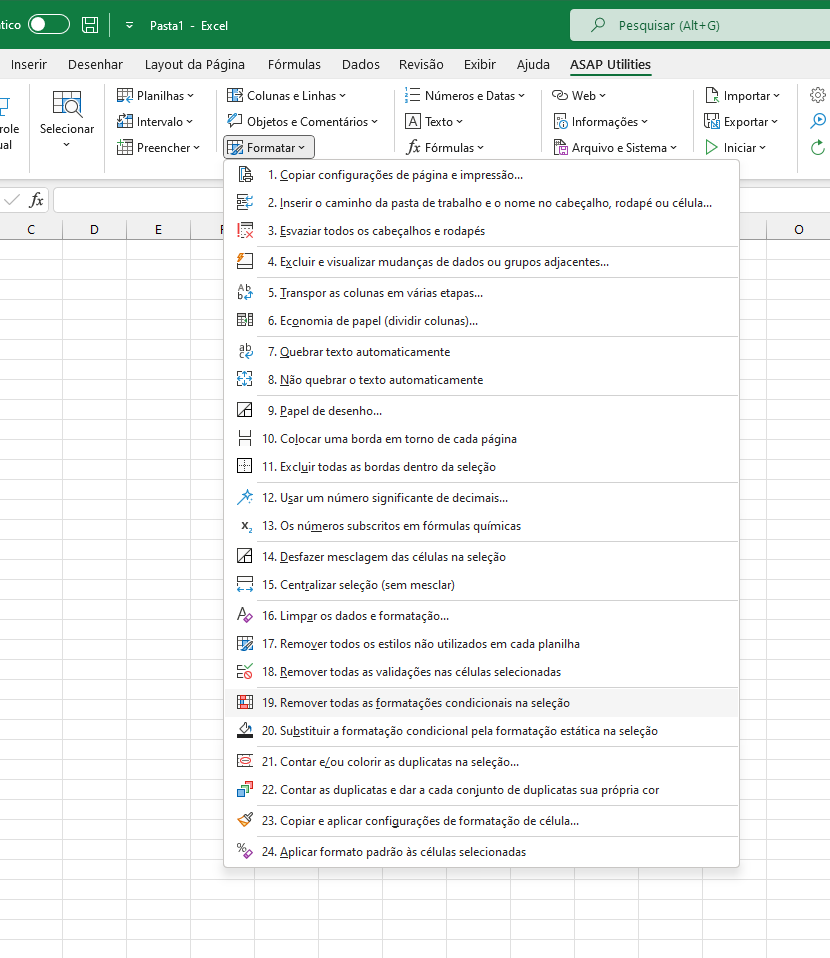 Formatar  ›  19 Remover todas as formatações condicionais na seleção