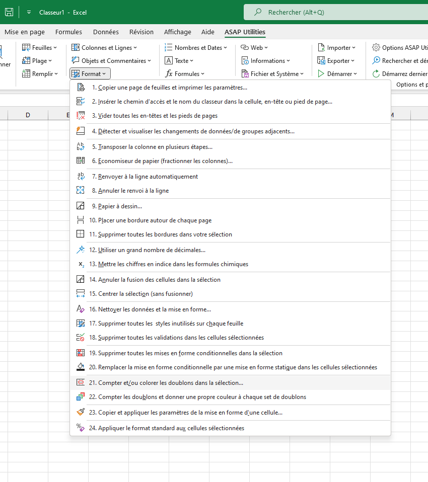 Format  ›  21 Compter et/ou colorer les doublons dans la sélection...