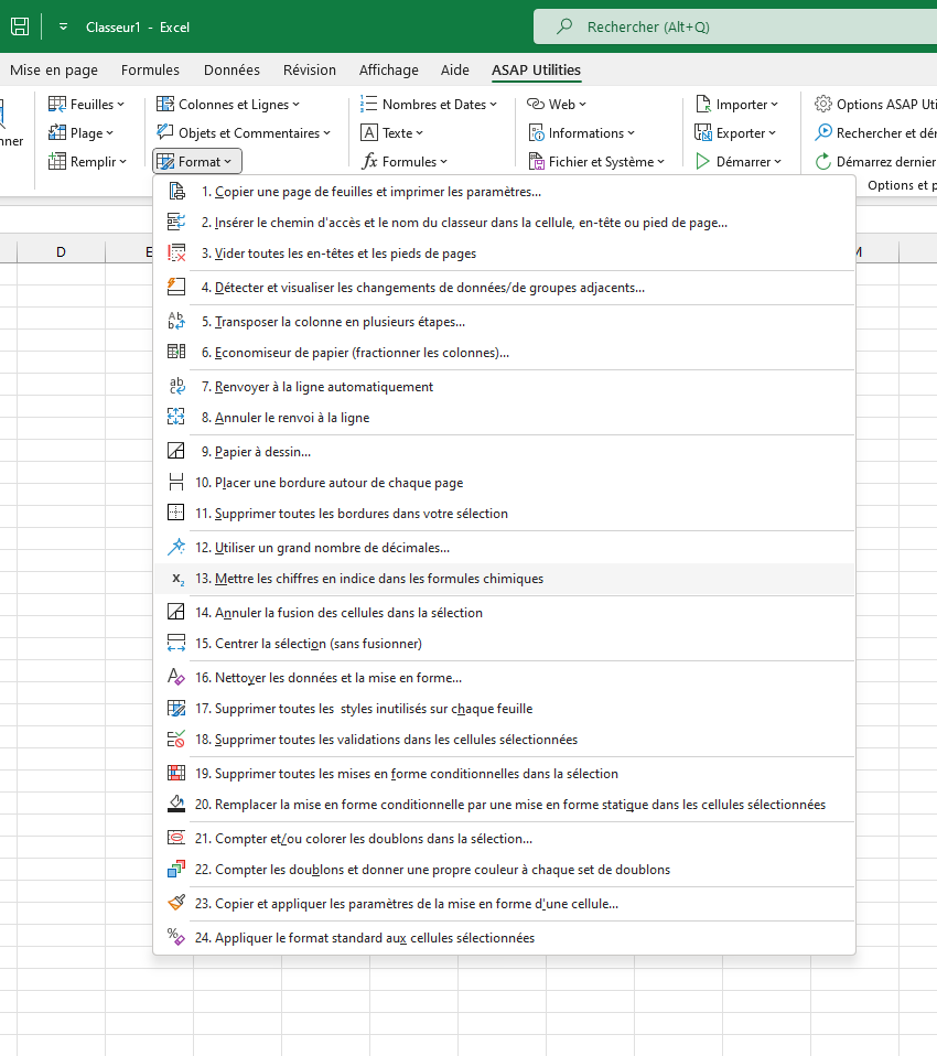 Format  ›  13 Mettre les chiffres en indice dans les formules chimiques 