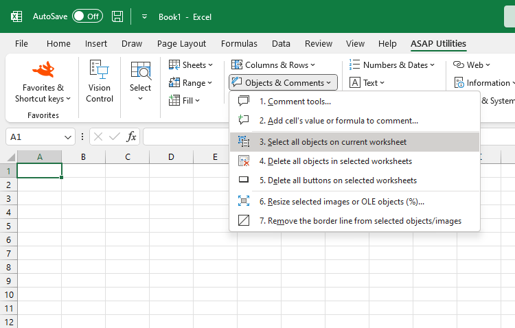 Objects & Comments  ›  3 Select all objects on current worksheet