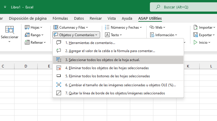 Objetos y Comentarios  ›  3 Seleccionar todos los objetos de la hoja actual.