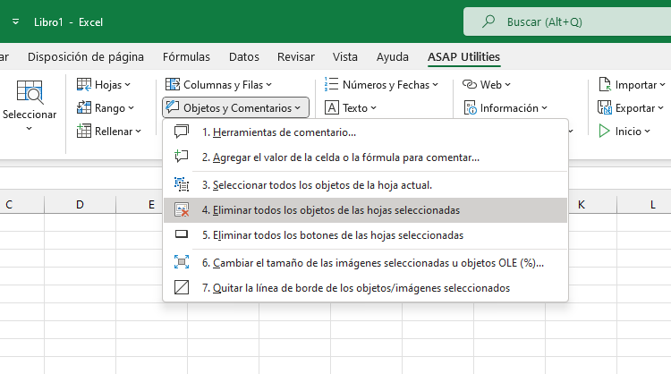 Objetos y Comentarios  ›  4 Eliminar todos los objetos de las hojas seleccionadas