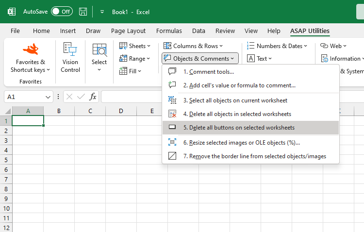 Objects & Comments  ›  5 Delete all buttons on selected worksheets