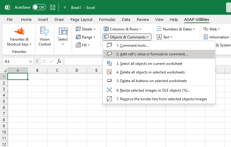 Objects & Comments  ›  2 Add cell's value or formula to comment...