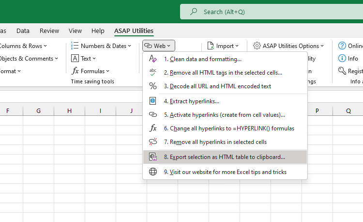 Web  ›  8 Export selection as HTML table to clipboard...