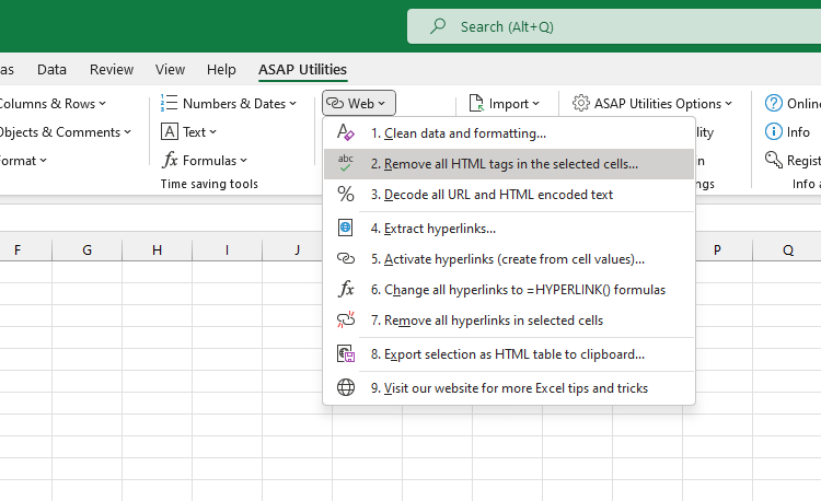 Web  ›  2 Remove all HTML tags in the selected cells...