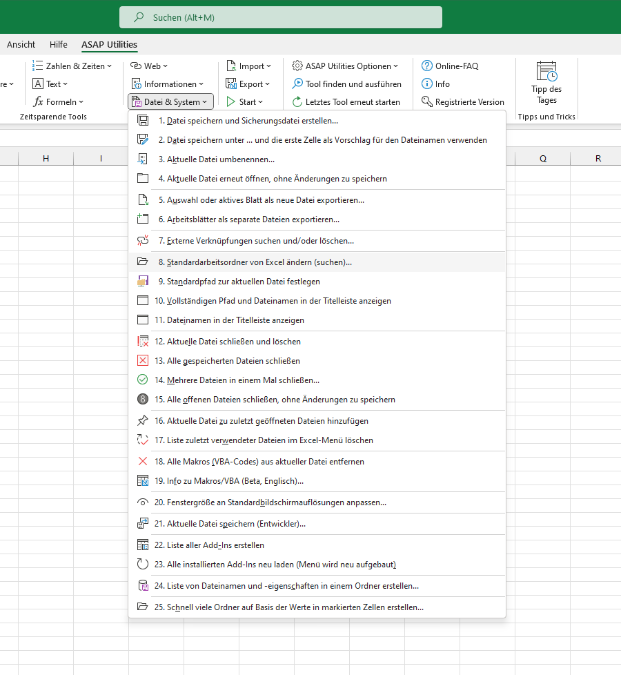 Datei & System  ›  8 Standardarbeitsordner von Excel ändern (suchen)...