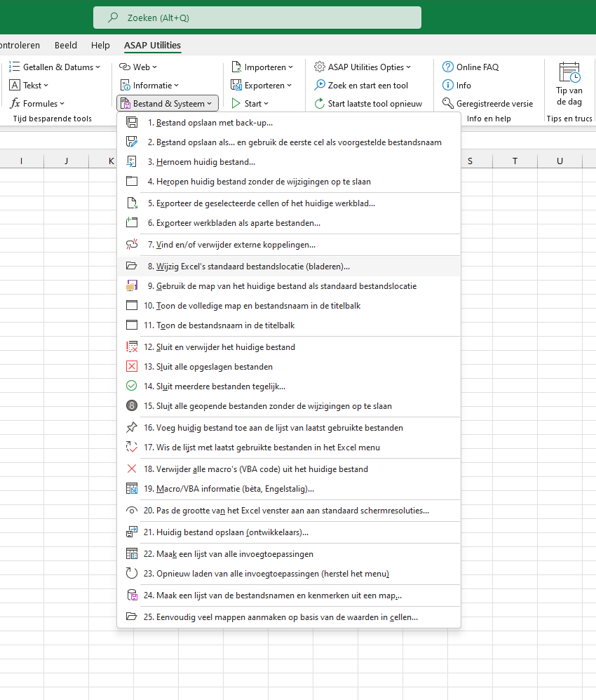 Bestand & Systeem  ›  8 Wijzig Excel's standaard bestandslocatie (bladeren)...