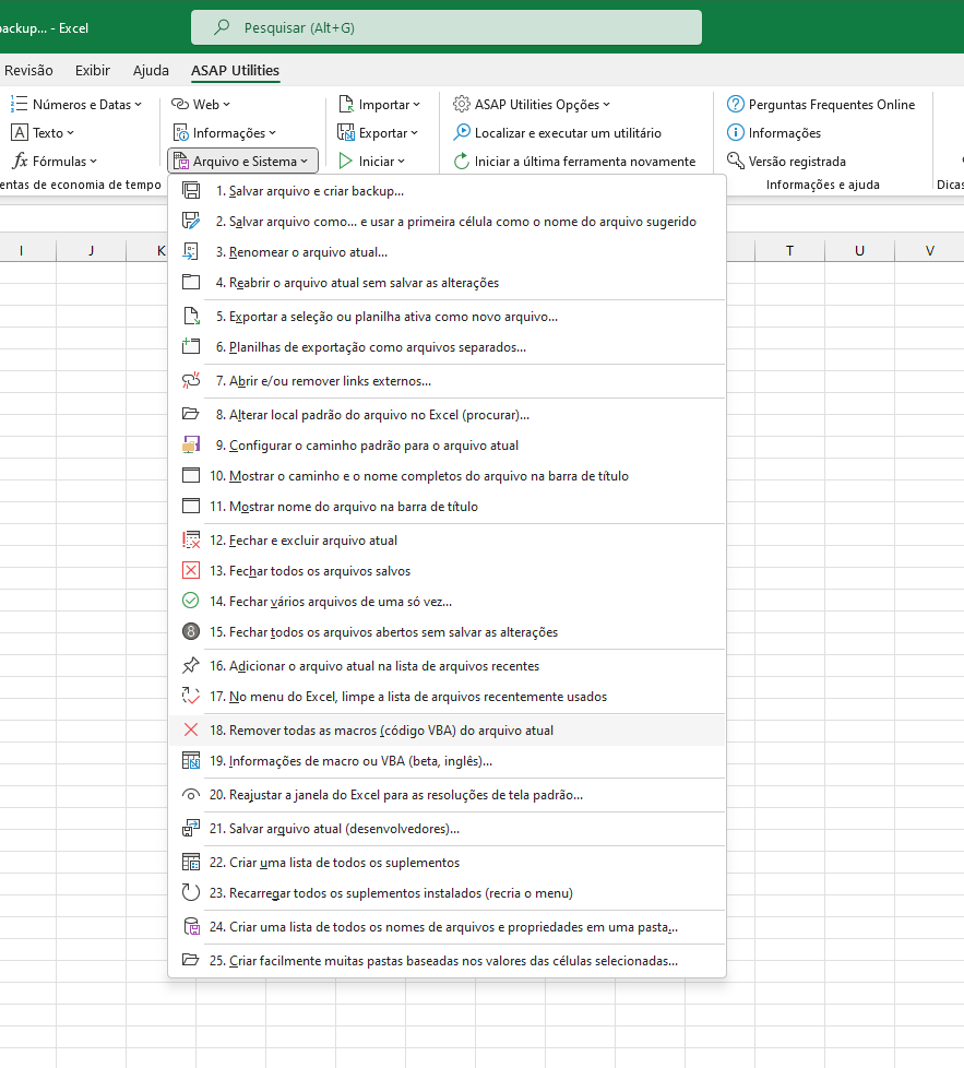 Arquivo e Sistema  ›  18 Remover todas as macros (código VBA) do arquivo atual