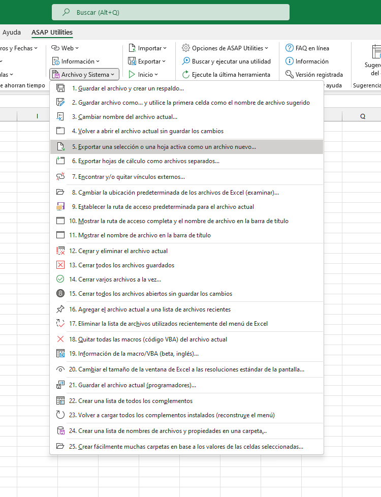 Archivo y Sistema  ›  5 Exportar una selección o una hoja activa como un archivo nuevo...