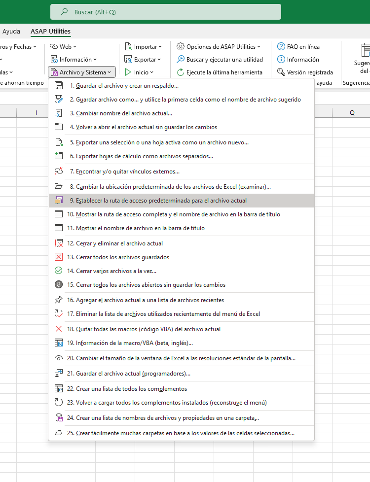 Archivo y Sistema  ›  9 Establecer la ruta de acceso predeterminada para el archivo actual