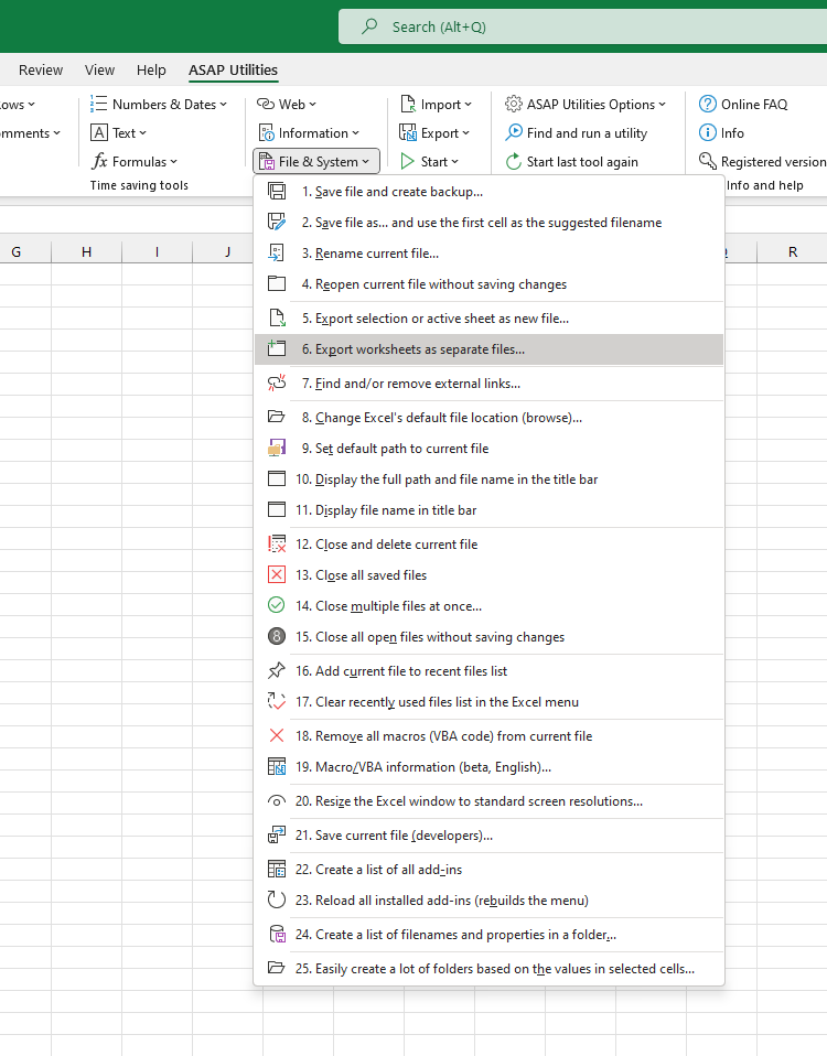 File & System  ›  6 Export worksheets as separate files...